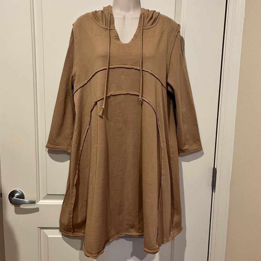 NWT Solutions Original Terry Hooded Dress/Tunic, 100% Cotton, sz M